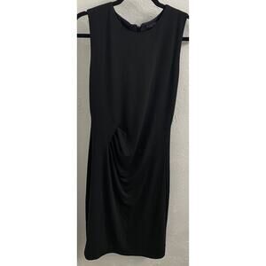 Alice + Olivia Black Knee Length Dress With Gathered Waist Size 12 Lined Sheath